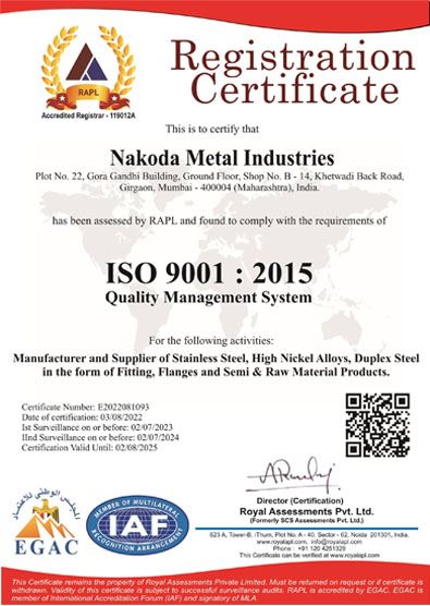 Nakoda Metal Industries Certificate